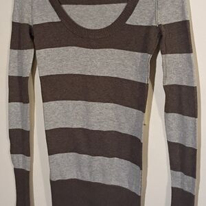 Kenji Women's Striped Scoop Neck Cotton Sweater Size Small